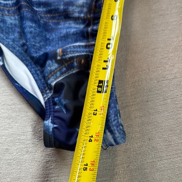 Blue Denim Print Swim Trunks - Picture 7 of 11